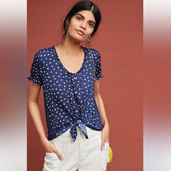 Anthropologie Dolan Left Coast Sydney Ruffled Tee Dolan Top - Picture 1 of 5